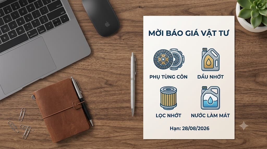 Thông báo Về việc báo giá mua vật tư sửa chữa xe Huyndai BS 47A-003.94
